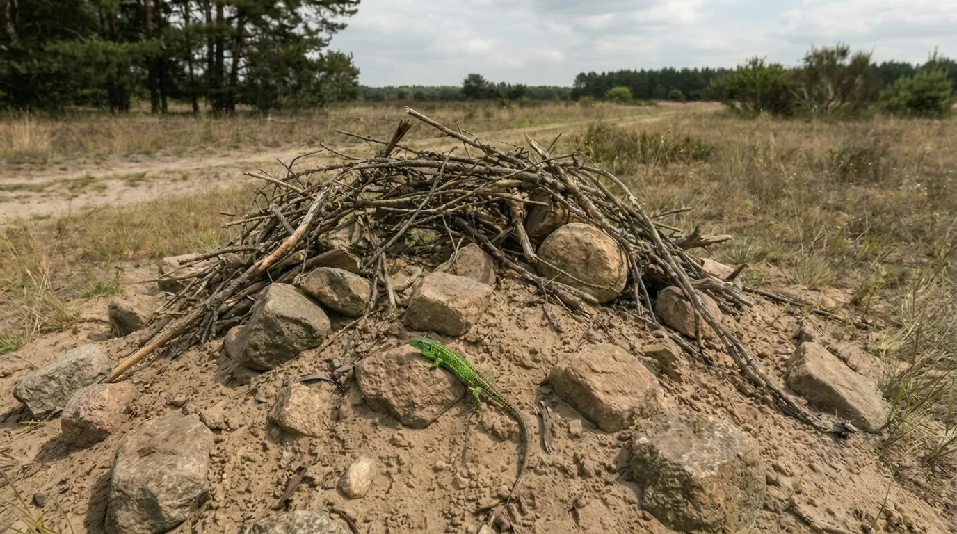 Ersatzhabitat mit Steinen und Totholz