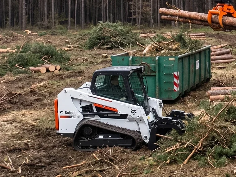 Bobcat Raupenlader mit Greifer und Hydrema bei der Baufeldfreimachung